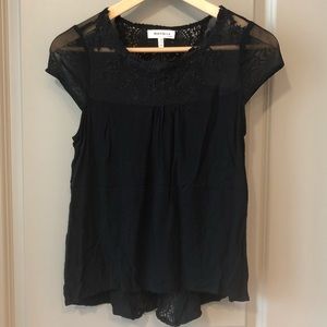 Like new! Anthro black top with mesh and lace!